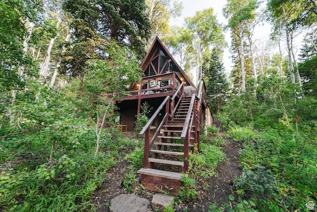 11106 E Greenbriar Rd Unit 462, Heber City, UT 84032 - rear view of house featuring stairs and a wooden deck
