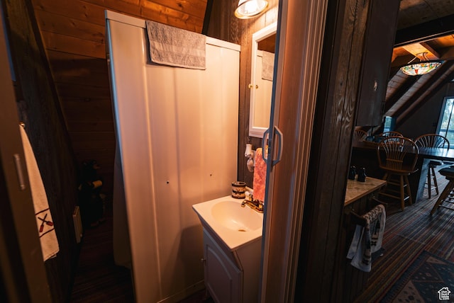 11106 E Greenbriar Rd Unit 462, Heber City, UT 84032 - bathroom with wooden walls and vanity