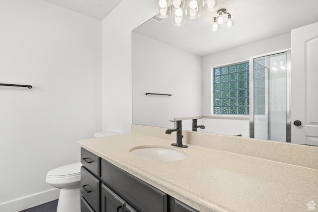 713 S 600 E, Layton, UT 84041 - bathroom with vanity, a stall shower, and a chandelier
