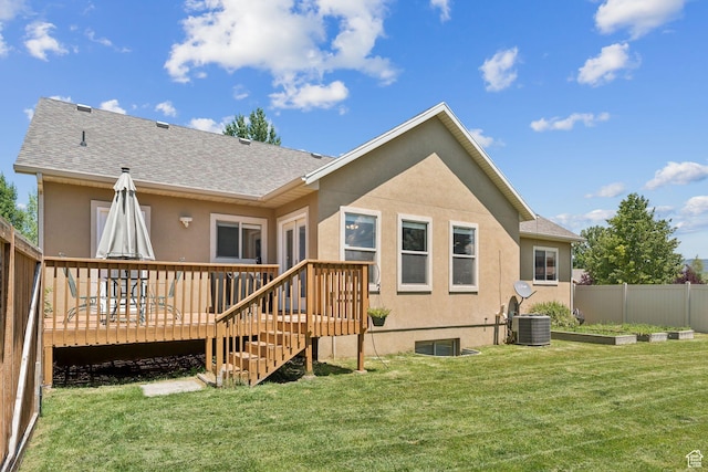 562 E 260 S, Midway, UT 84049 - back of property with a wooden deck, stucco siding, and roof with shingles
