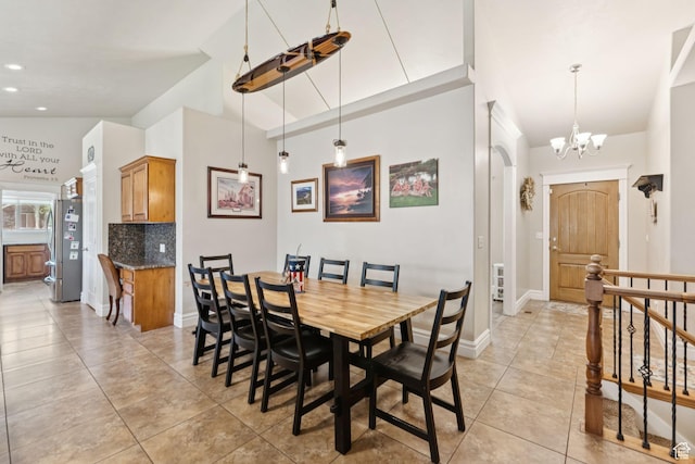 562 E 260 S, Midway, UT 84049 - dining room featuring light tile patterned flooring, a chandelier, and recessed lighting