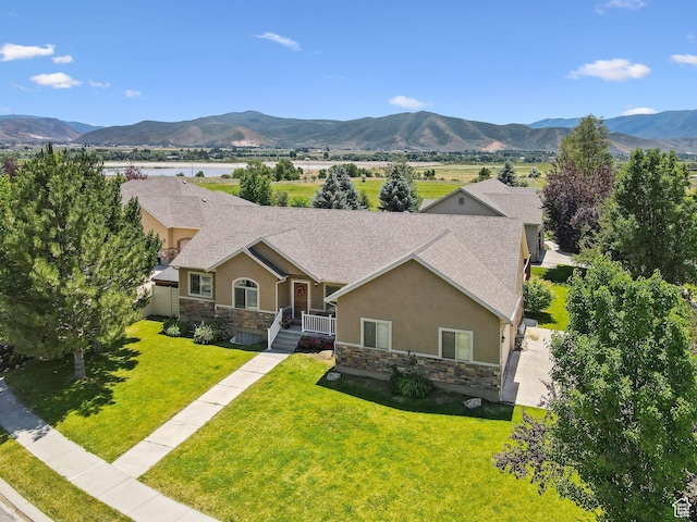 562 E 260 S, Midway, UT 84049 - view of front of house featuring stone siding, stucco siding, and a mountain view