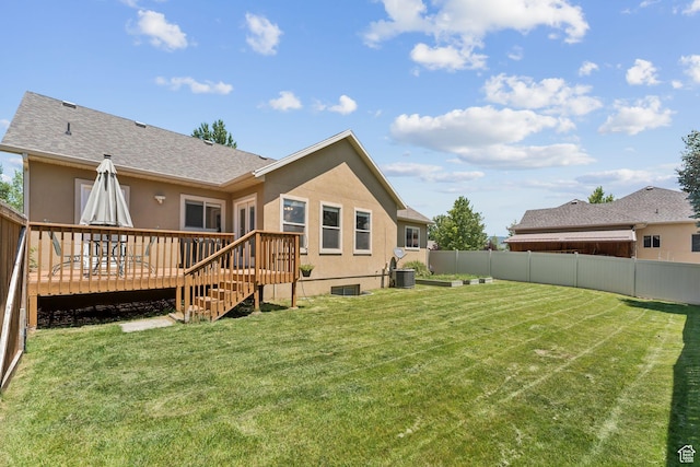 562 E 260 S, Midway, UT 84049 - rear view of property featuring stucco siding, a deck, a fenced backyard, and roof with shingles