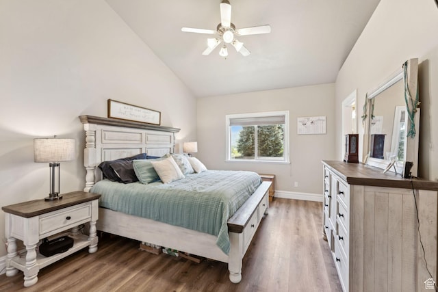 562 E 260 S, Midway, UT 84049 - bedroom featuring light wood finished floors, vaulted ceiling, and ceiling fan