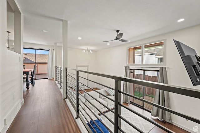 1873 E 5750 S, South Ogden, UT 84403 - hall with recessed lighting, hardwood / wood-style flooring, an upstairs landing, and a chandelier