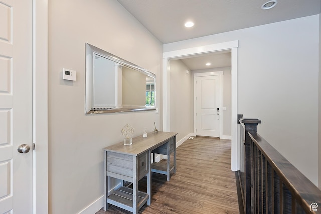 3359 N Redshoulder Dr, Layton, UT 84040 - hallway with wood finished floors and recessed lighting