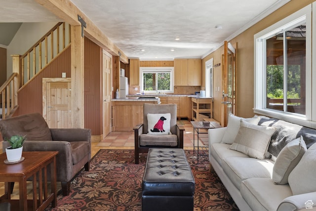 1519 Pine Needle Cir, Coalville, UT 84017 - living room featuring recessed lighting and stairs