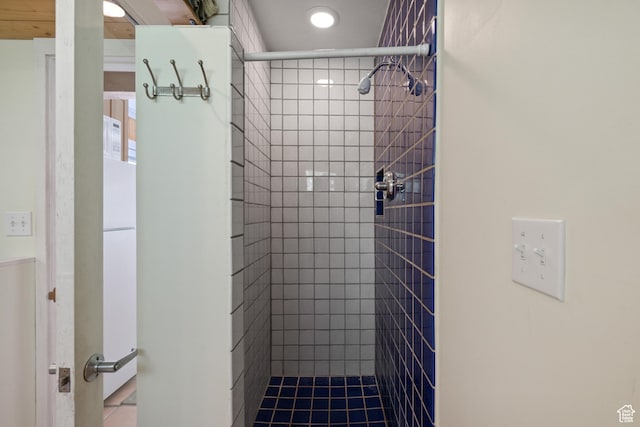 1519 Pine Needle Cir, Coalville, UT 84017 - full bathroom with a tile shower, recessed lighting, and tile patterned floors