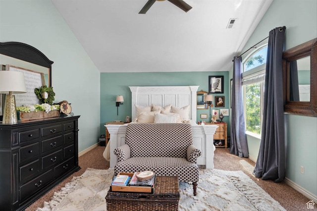 3371 W Waterbridge Cv Unit 417, South Jordan, UT 84095 - bedroom with lofted ceiling, carpet floors, and a ceiling fan