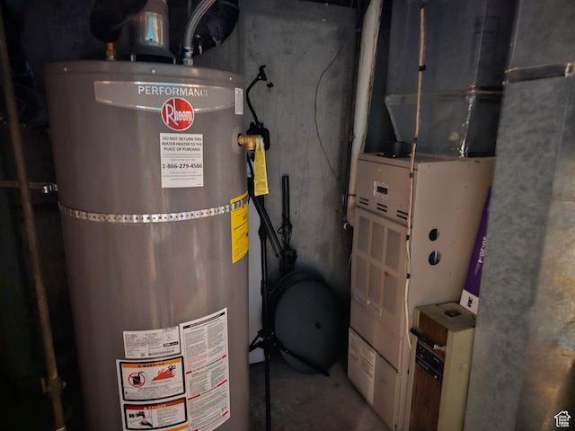 92 W 300 N, Huntington, UT 84528 - utility room featuring strapped water heater and heating unit