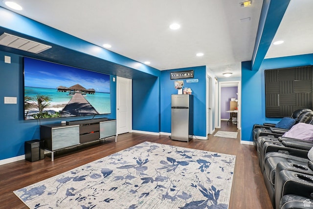 13626 S Bluewing Way, Riverton, UT 84096 - living area featuring dark wood finished floors and recessed lighting