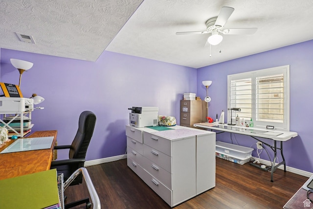 13626 S Bluewing Way, Riverton, UT 84096 - office space featuring dark wood-style floors, a ceiling fan, and a textured ceiling