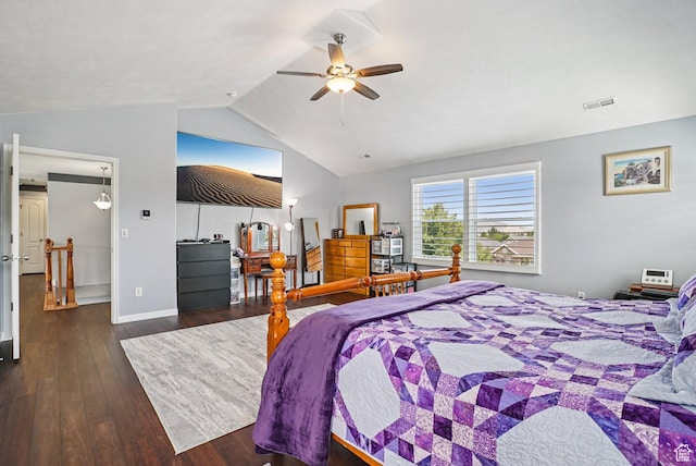13626 S Bluewing Way, Riverton, UT 84096 - bedroom with vaulted ceiling, wood finished floors, and ceiling fan
