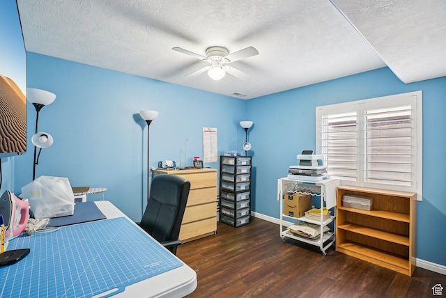 13626 S Bluewing Way, Riverton, UT 84096 - home office featuring wood finished floors, a ceiling fan, and a textured ceiling