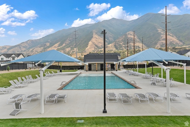 1596 S 3740 E Unit 1358, Spanish Fork, UT 84660 - community pool featuring a patio area, a gazebo, and a mountain view