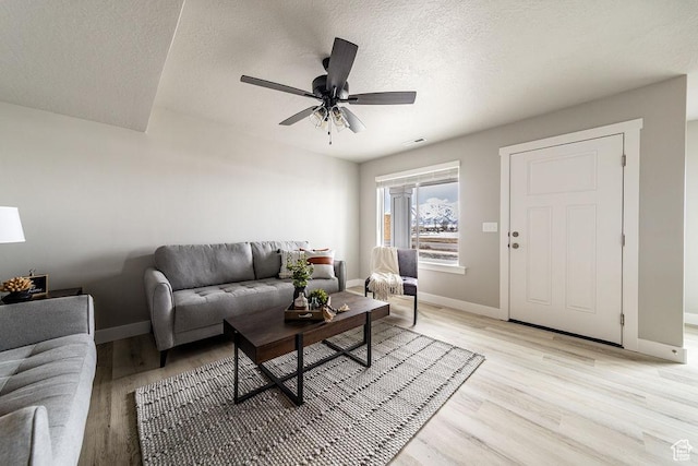 2259 S 1180 W Unit 12, Nibley, UT 84321 - living area with light wood-style flooring, a ceiling fan, and a textured ceiling