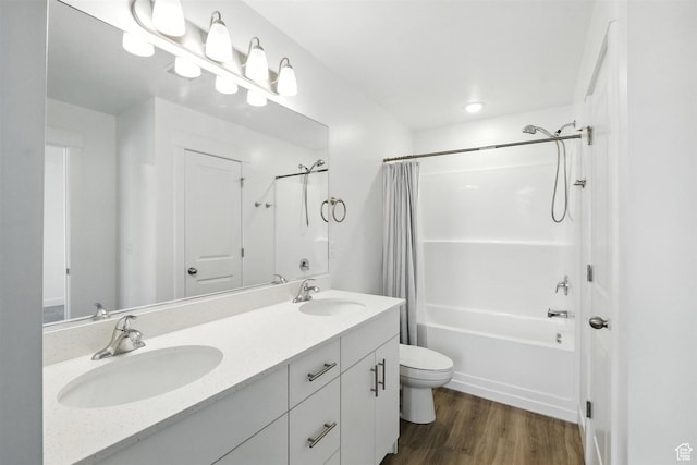 1221 W 1870 S, Logan, UT 84321 - bathroom with shower / tub combo, double vanity, and wood finished floors
