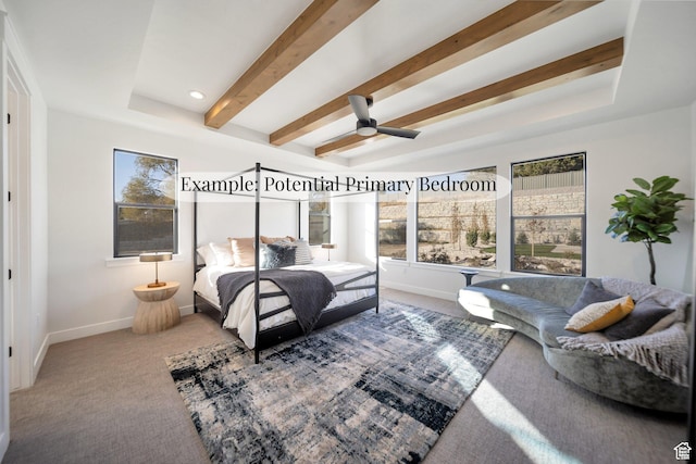 369 N Amber Ln W, Layton, UT 84041 - bedroom with carpet floors, beam ceiling, and a ceiling fan