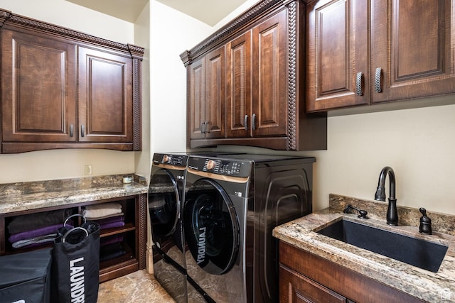 694 W Cephus Rd, Draper, UT 84020 - washroom with cabinet space and washing machine and dryer
