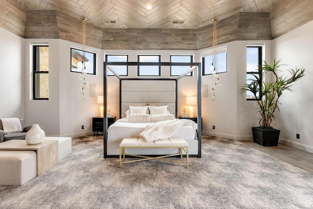 2836 S 2300th Cir E, St George, UT 84790 - bedroom featuring wood ceiling, wood finished floors, and high vaulted ceiling