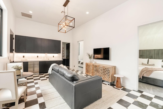2836 S 2300th Cir E, St George, UT 84790 - living area featuring light flooring, a chandelier, and recessed lighting