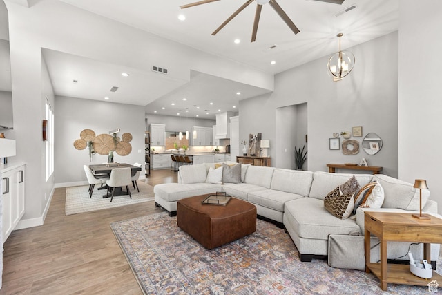 499 W Palo Verde Way Unit 61, Ivins, UT 84738 - living room with a ceiling fan, light wood-style flooring, and recessed lighting