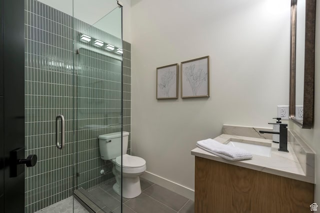1958 E Longview Dr, Holladay, UT 84124 - bathroom featuring vanity, a tile shower, and tile patterned flooring