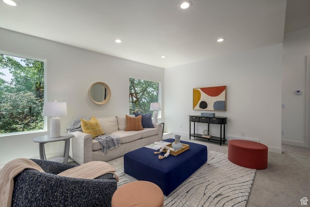 1958 E Longview Dr, Holladay, UT 84124 - carpeted living room with plenty of natural light and recessed lighting
