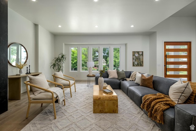 1958 E Longview Dr, Holladay, UT 84124 - living room featuring recessed lighting and light wood-style floors