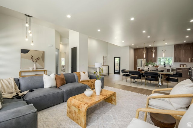 1958 E Longview Dr, Holladay, UT 84124 - living room with light wood-style floors and recessed lighting
