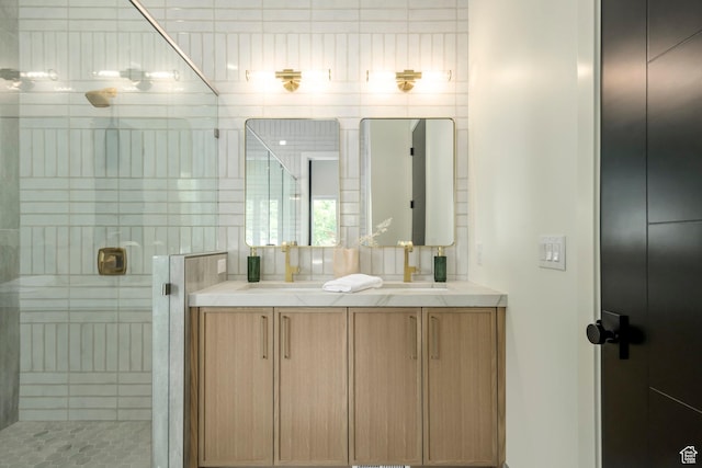 1958 E Longview Dr, Holladay, UT 84124 - bathroom featuring double vanity and a stall shower