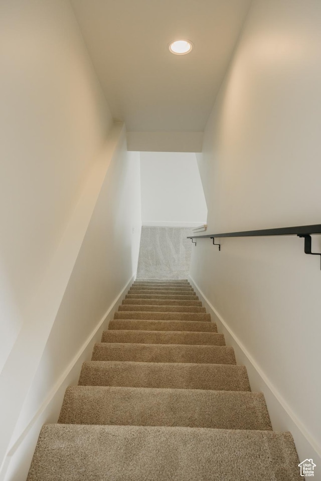 1026 W Chokecherry Dr Unit 135, Mapleton, UT 84664 - staircase featuring recessed lighting and carpet floors