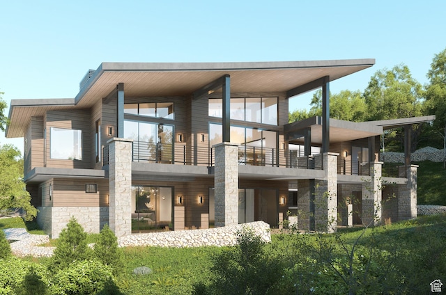6033 Golf Clb Unit 5, Park City, UT 84098 - rear view of house with a balcony and stone siding