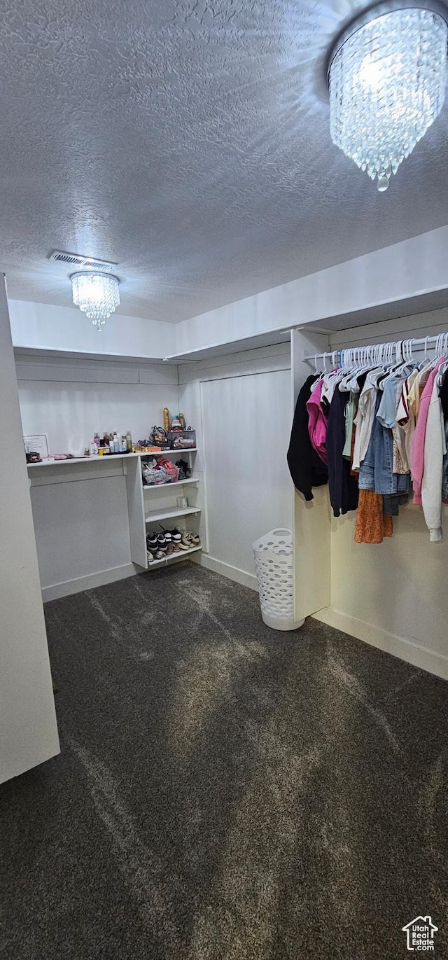 1275 S Lawrence Rd, Huntington, UT 84528 - walk in closet featuring carpet and a chandelier