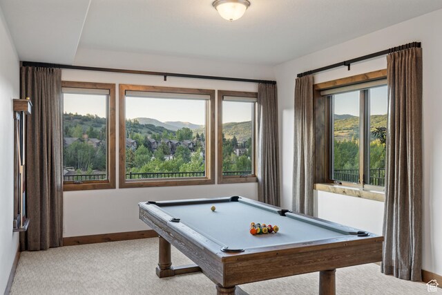 4014 W Hidden Cv Unit 11, Park City, UT 84098 - game room with pool table, light carpet, and a mountain view