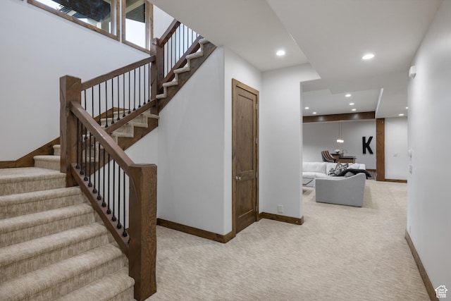 4014 W Hidden Cv Unit 11, Park City, UT 84098 - stairway featuring carpet floors and recessed lighting