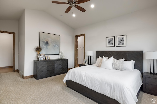 4014 W Hidden Cv Unit 11, Park City, UT 84098 - carpeted bedroom with lofted ceiling, recessed lighting, and a ceiling fan