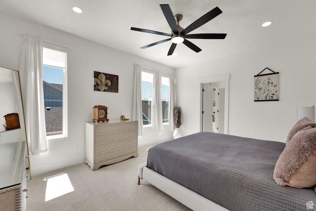 6927 W Higbrow Way S, Jordan, UT 84009 - bedroom featuring carpet flooring, recessed lighting, and a ceiling fan