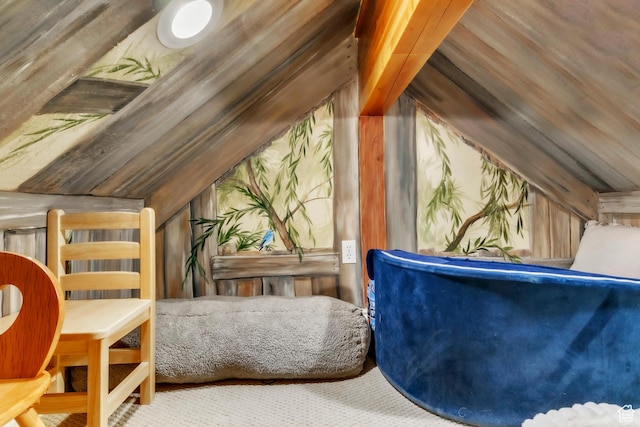 1960 N Lake Dr, Scofield, UT 84526 - sitting room with carpet floors and vaulted ceiling
