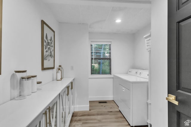 1960 N Lake Dr, Scofield, UT 84526 - laundry area featuring light wood-type flooring, separate washer and dryer, and recessed lighting