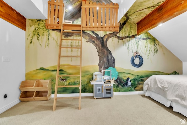 1960 N Lake Dr, Scofield, UT 84526 - carpeted bedroom featuring lofted ceiling