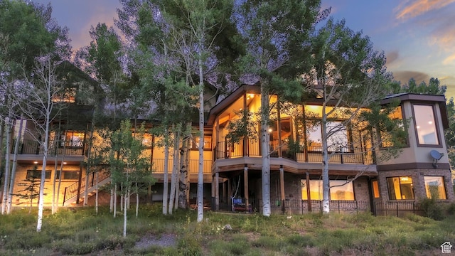 1960 N Lake Dr, Scofield, UT 84526 - back of house at dusk with stairs