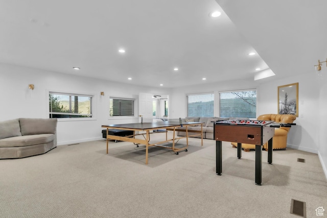 1960 N Lake Dr, Scofield, UT 84526 - game room featuring light carpet, recessed lighting, and healthy amount of natural light