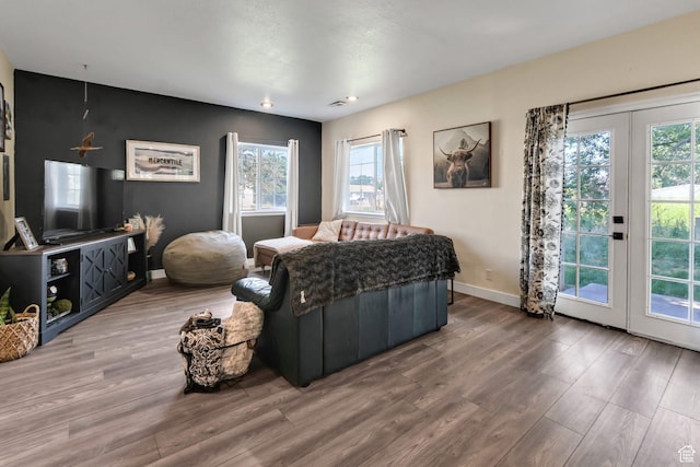 340 N Main St, Monroe, UT 84754 - living room with french doors, plenty of natural light, wood finished floors, and recessed lighting