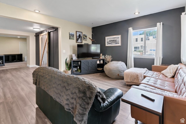 340 N Main St, Monroe, UT 84754 - living room with a barn door, recessed lighting, and light wood finished floors