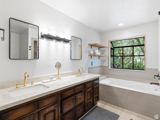 2586 S 1825 E, Ogden, UT 84401 - full bath featuring double vanity, a garden tub, and tile patterned flooring