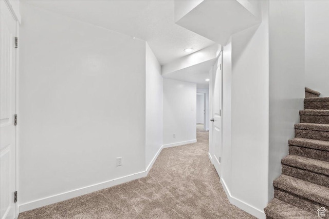 635 E Mayor Place Dr, American Fork, UT 84003 - hall with light colored carpet, stairway, and recessed lighting