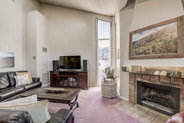 1485 Empire Ave Unit 513, Park City, UT 84060 - living area with a tile fireplace and carpet