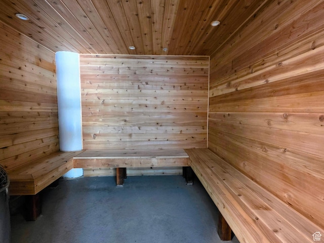 1485 Empire Ave Unit 513, Park City, UT 84060 - relaxing sauna with wood ceiling, wooden walls, carpet, and recessed lighting