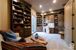 2466 W Cohonina Trl, St George, UT 84770 - sitting room featuring carpet, recessed lighting, and built in shelves